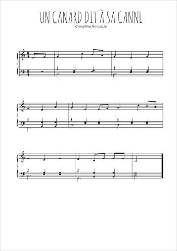 Téléchargez l'arrangement pour piano de la partition de Un canard dit à sa canne en PDF